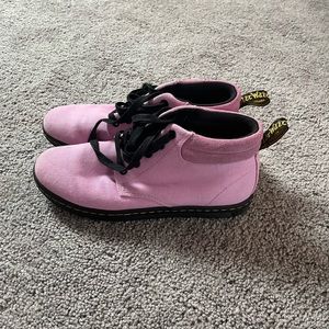 Doc Marten Pink Canvas and Suede Boots